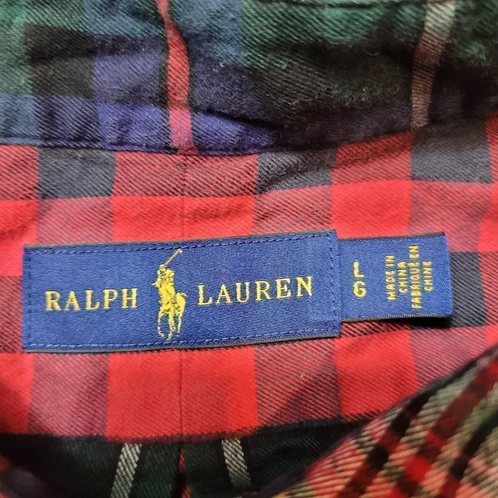 Polo Ralph Lauren Mens Size Medium Plaid Flannel patchwork shirt